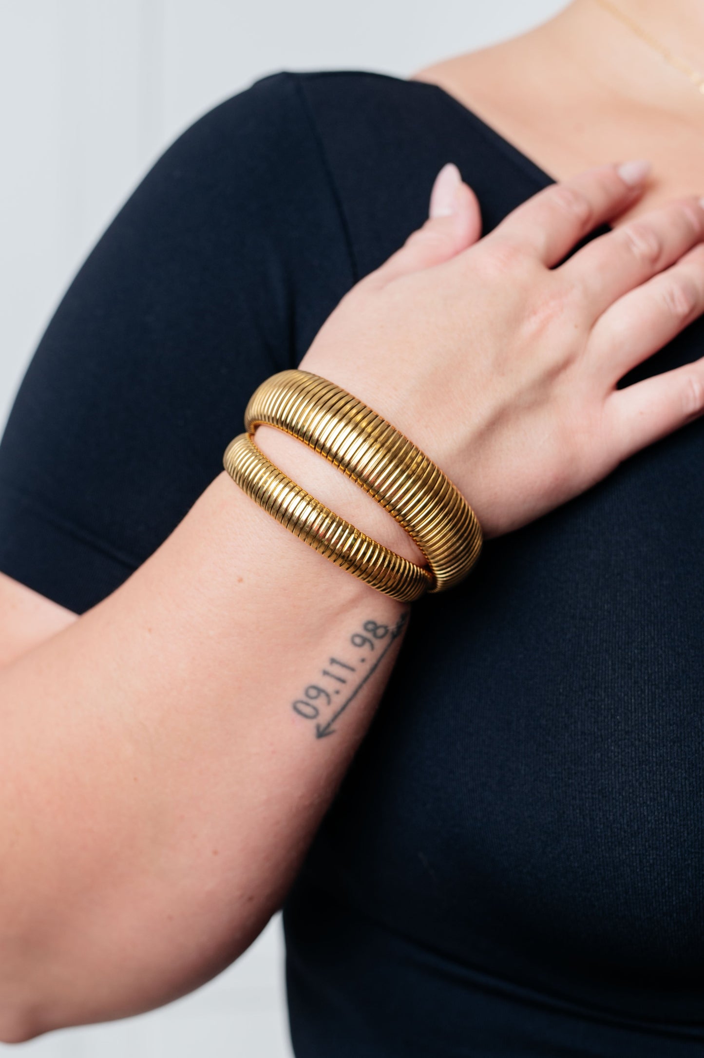 Sassy but Classy Ribbed Bangles in Gold Set of 3 (Online Exclusive)