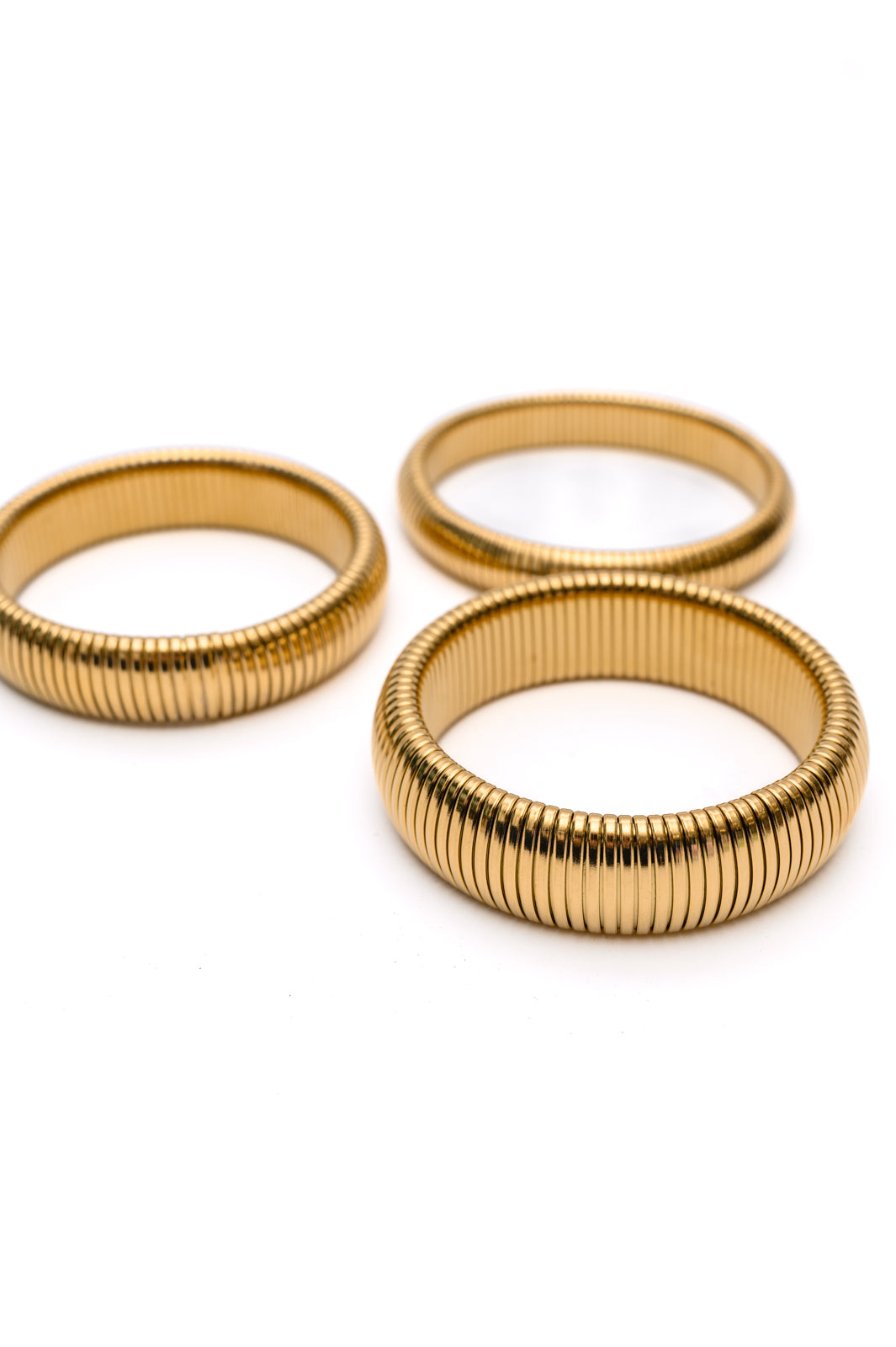 Sassy but Classy Ribbed Bangles in Gold Set of 3 (Online Exclusive)