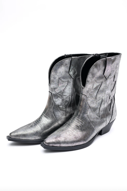 Jersey Metallic Boot in Silver (Online Exclusive)