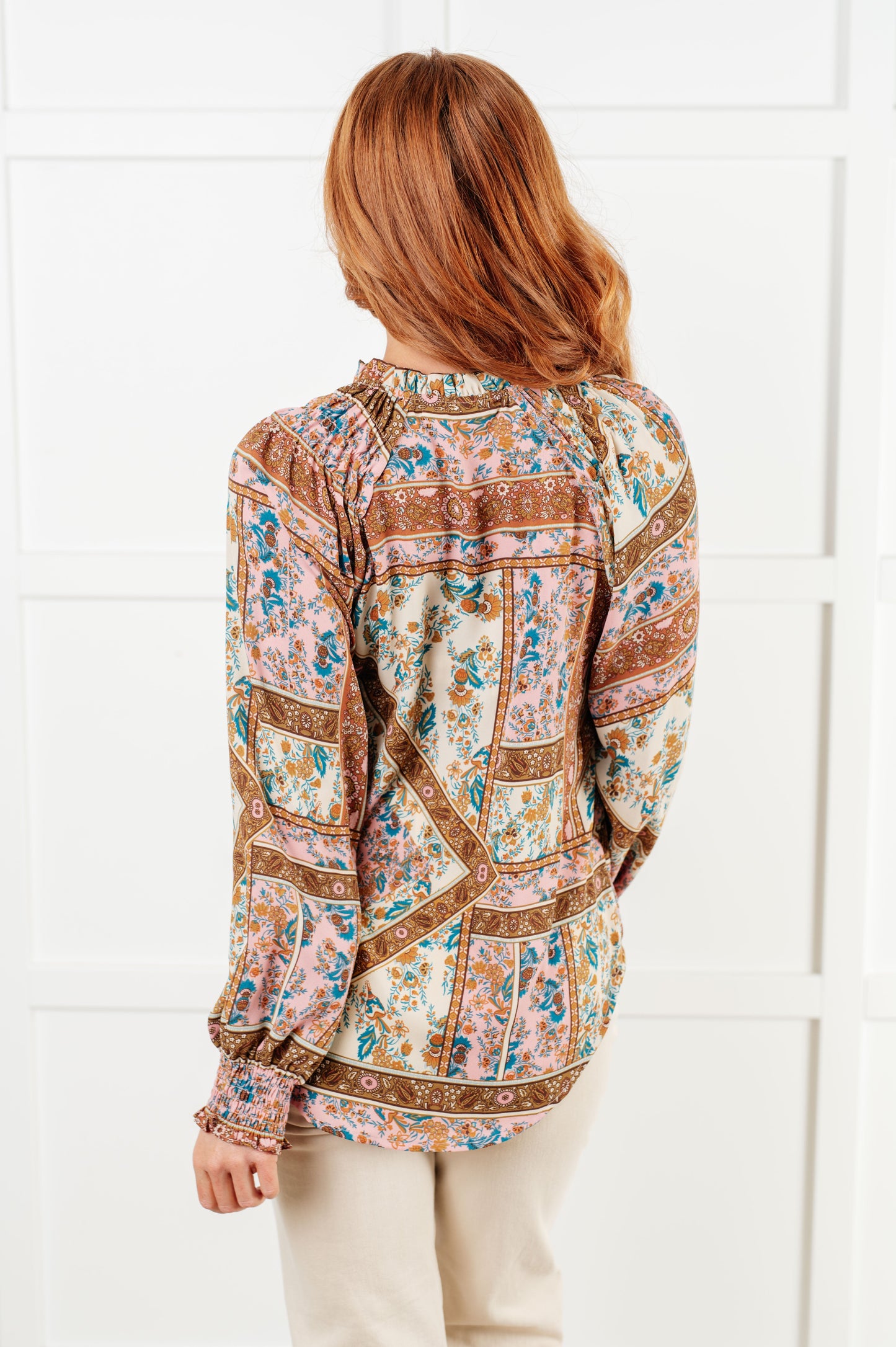 Show and Tell Mixed Print Peasant Blouse (Online Exclusive)