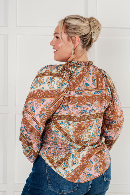 Show and Tell Mixed Print Peasant Blouse (Online Exclusive)