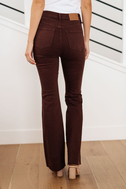 Sienna High Rise Control Top Flare Jeans in Espresso (Online Exclusive)