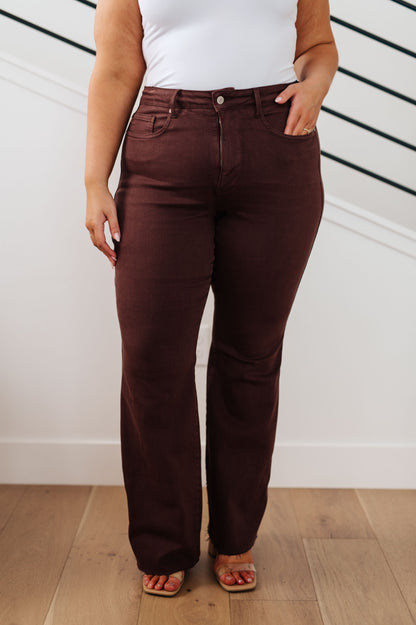 Sienna High Rise Control Top Flare Jeans in Espresso (Online Exclusive)