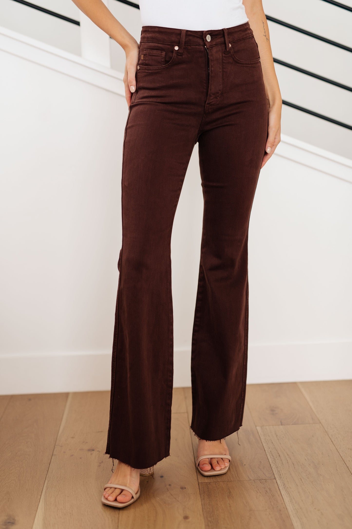 Sienna High Rise Control Top Flare Jeans in Espresso (Online Exclusive)