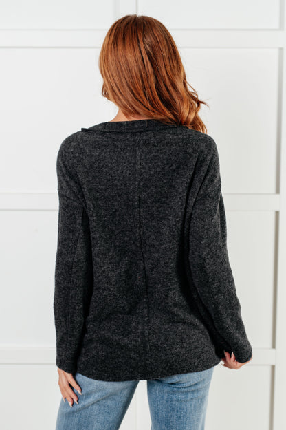 Simple Silhouette Brushed Hacci Sweater in Black (Online Exclusive)