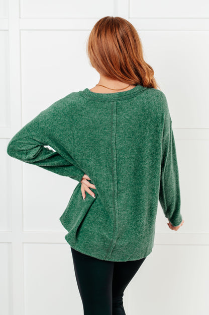 Simple Silhouette Brushed Hacci Sweater in Dark Green (Online Exclusive)