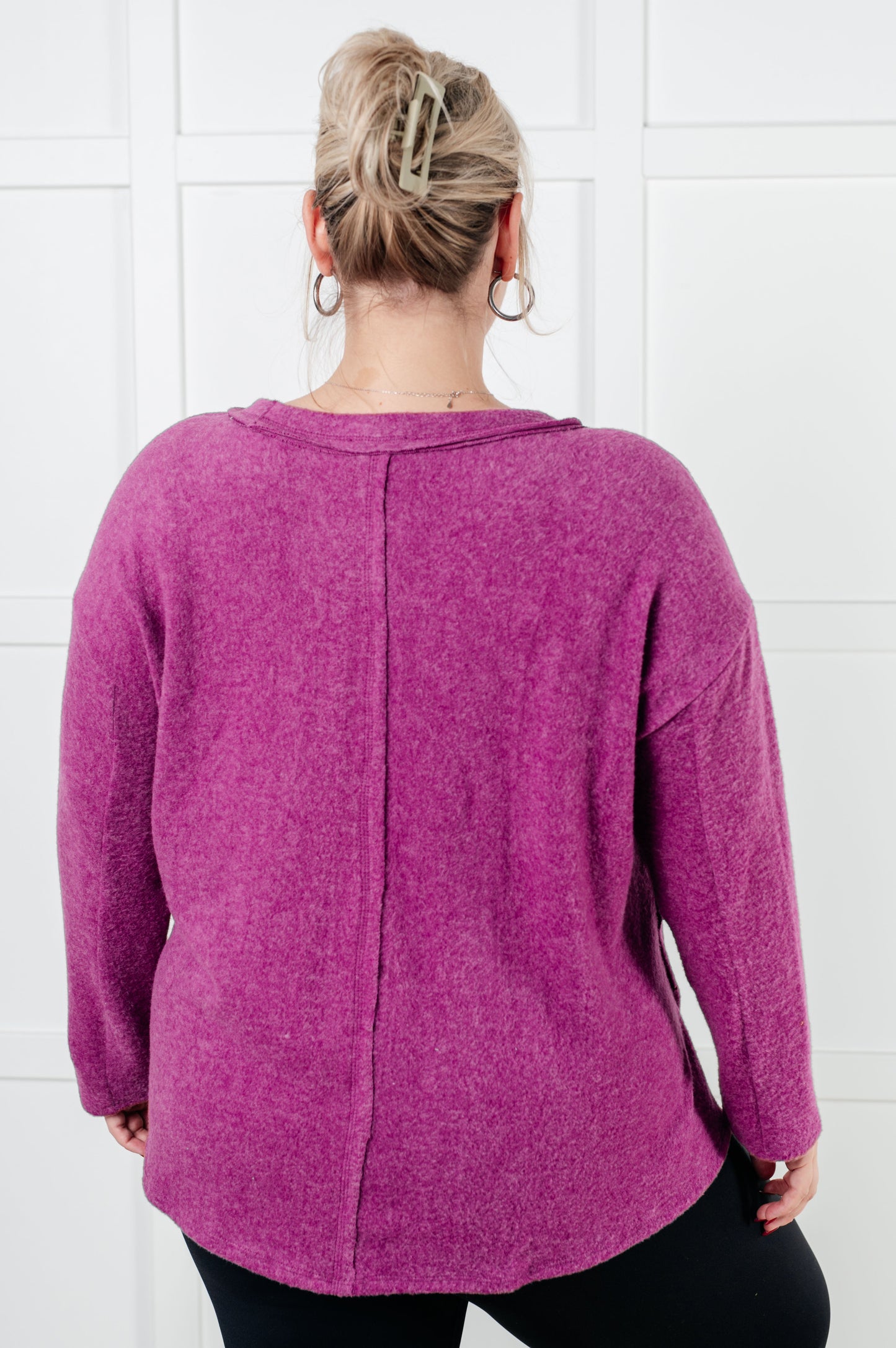 Simple Silhouette Brushed Hacci Sweater in Light Plum (Online Exclusive)