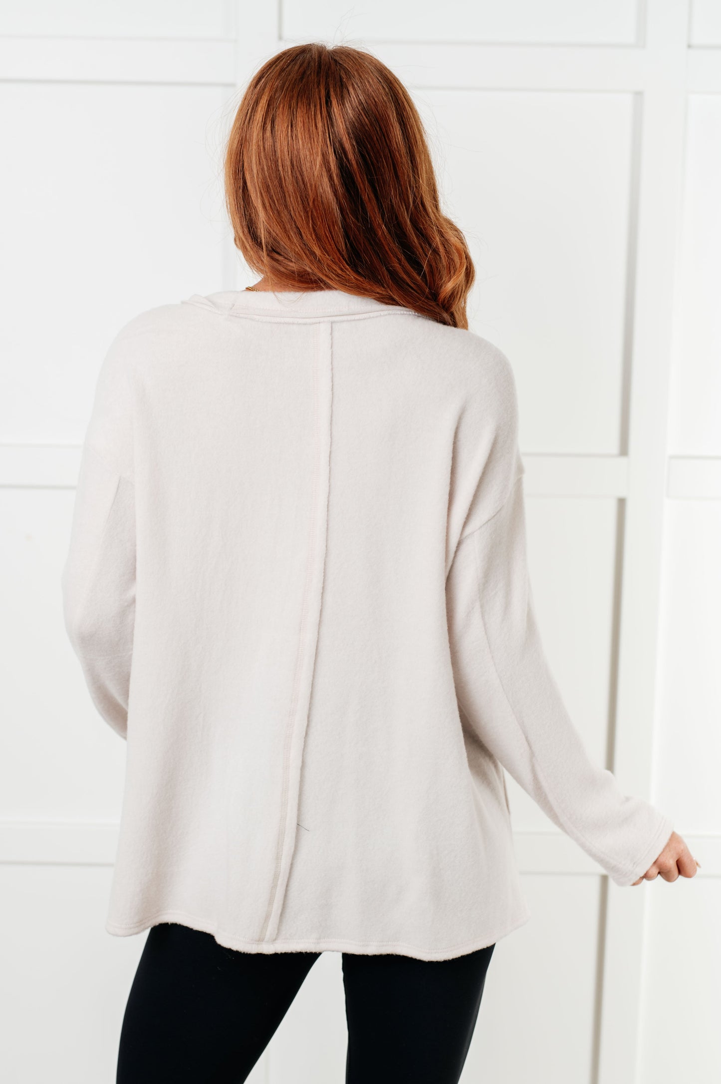 Simple Silhouette Brushed Hacci Sweater in Sand Beige (Online Exclusive)