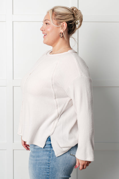 Simple Silhouette Brushed Hacci Sweater in Sand Beige (Online Exclusive)