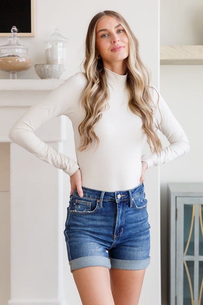 Simple Situation Mock Neck Bodysuit in White Pearl (Online Exclusive)
