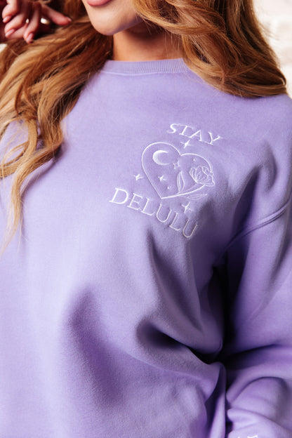 Stay Delulu Scuba Sweatshirt Periwinkle (Online Exclusive)