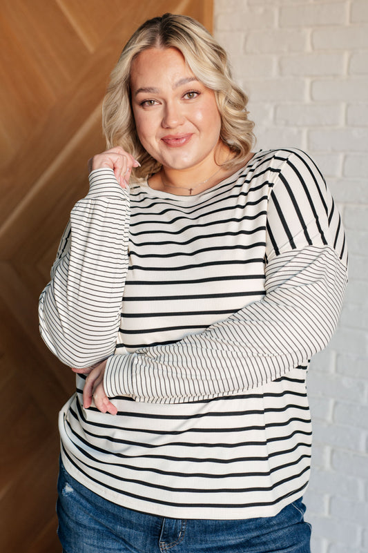 Super Clever Patchwork Striped Top in Ivory (Online Exclusive)