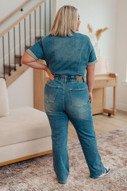 Sylvia Short Sleeve Denim Jumpsuit (Online Exclusive)