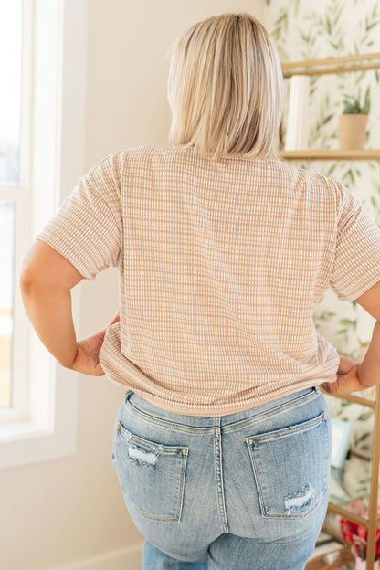 Textured Boxy Top in Taupe (Online Exclusive)