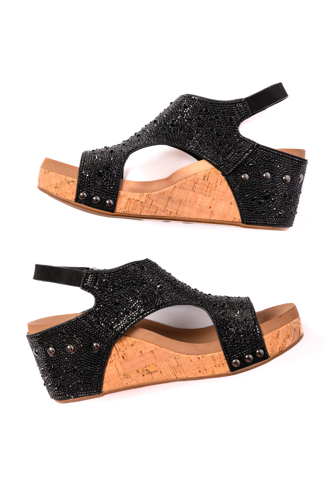 Ashley Wedge Sandals in Black Rhinestone (Online Exclusive)