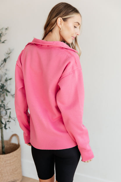 Same Ol' Situation Collared Pullover in Hot Pink (Online Exclusive)
