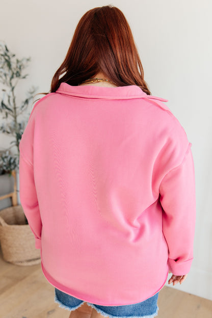 Same Ol' Situation Collared Pullover in Hot Pink (Online Exclusive)