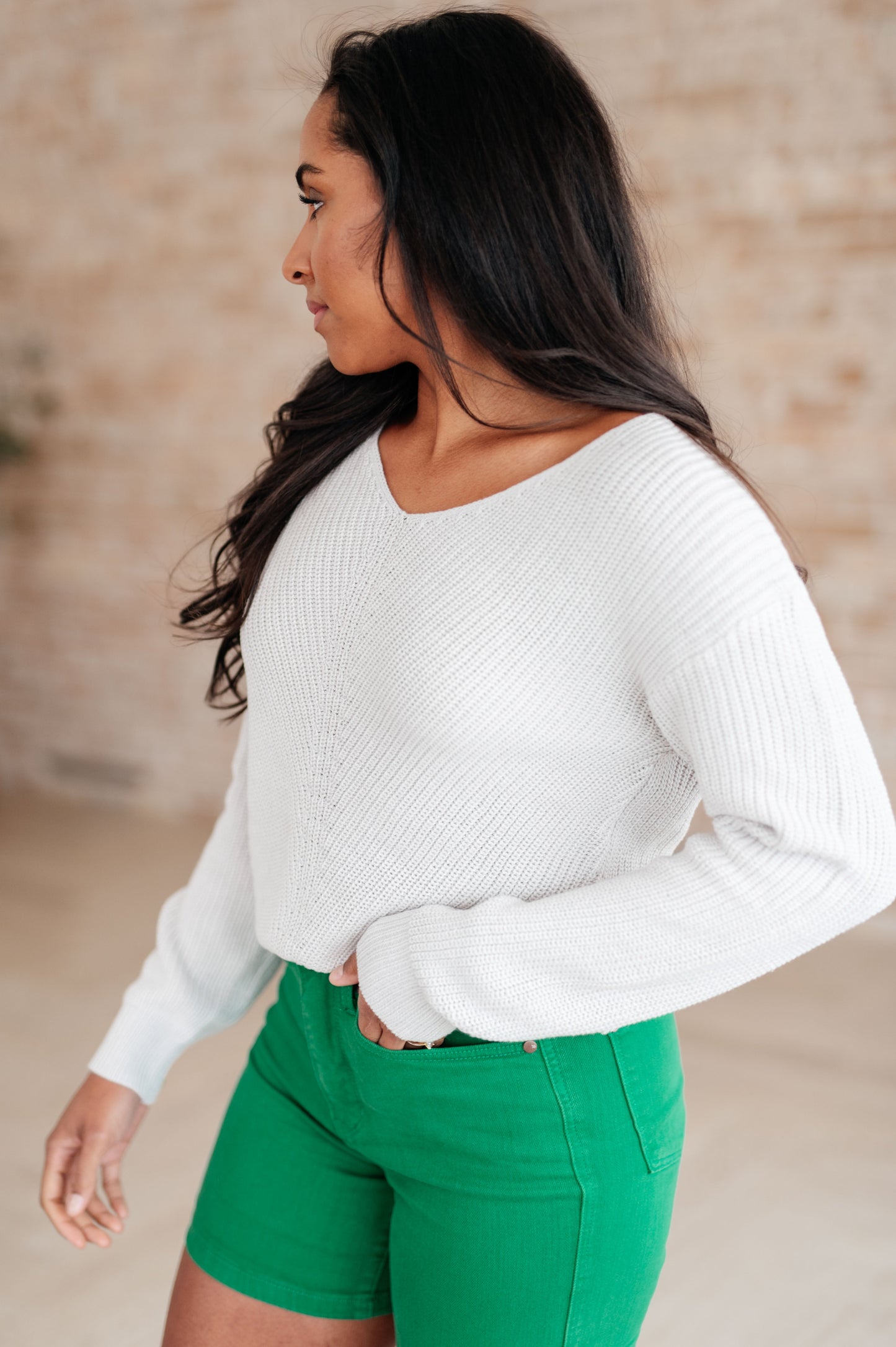 Told You So Ribbed Knit V Neck Sweater (Online Exclusive)