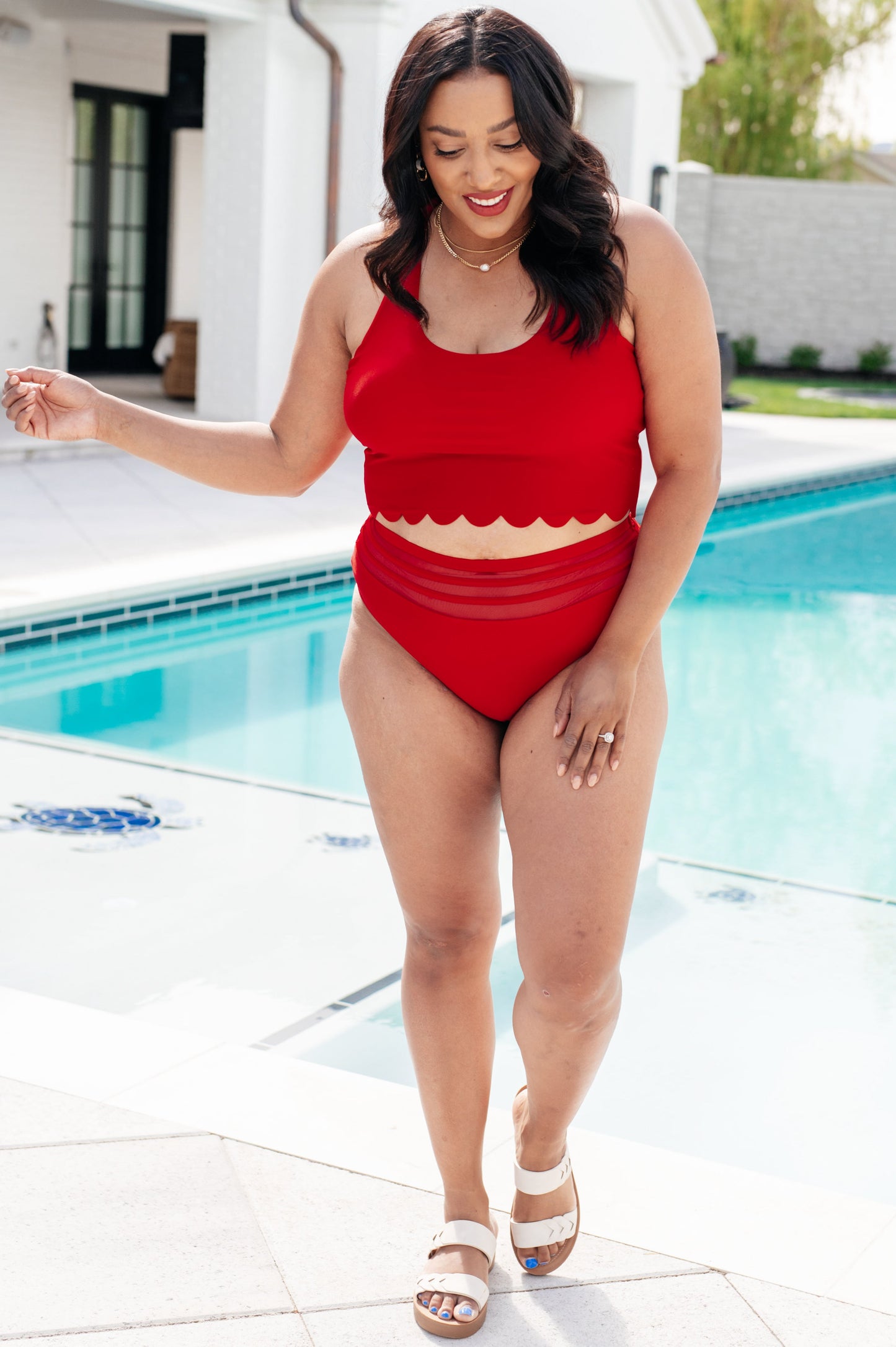 Tonga Scalloped High Waisted Swim Bottoms (Online Exclusive)