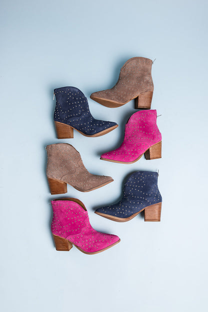 Twilight Studded Heeled Ankle Boot in Taupe (Online Exclusive)