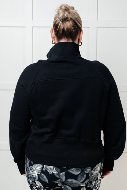 Under Her Spell Half Zip Pullover in Black (Online Exclusive)