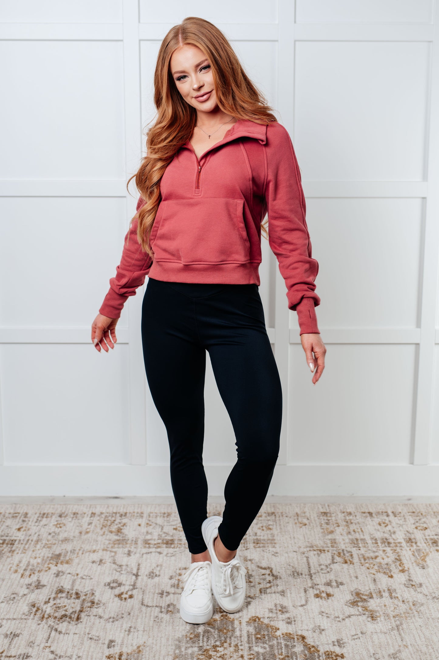 Under Her Spell Half Zip Pullover in Mauve (Online Exclusive)