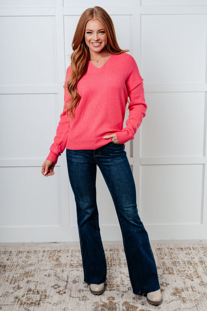 Very Understandable V-Neck Sweater in Pink (Online Exclusive)