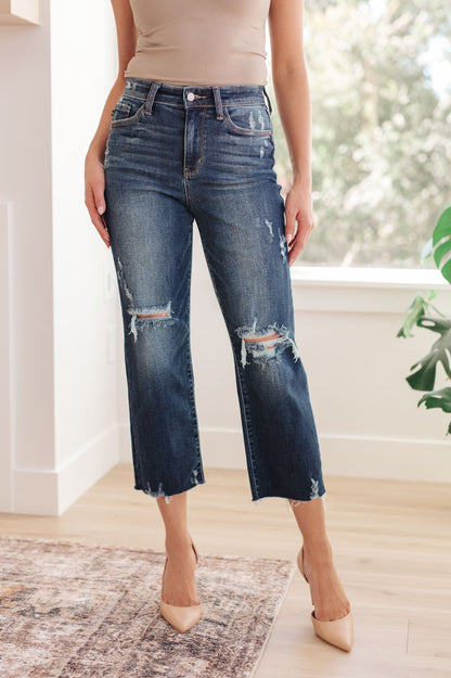 Whitney High Rise Distressed Wide Leg Crop Jeans (Online Exclusive)
