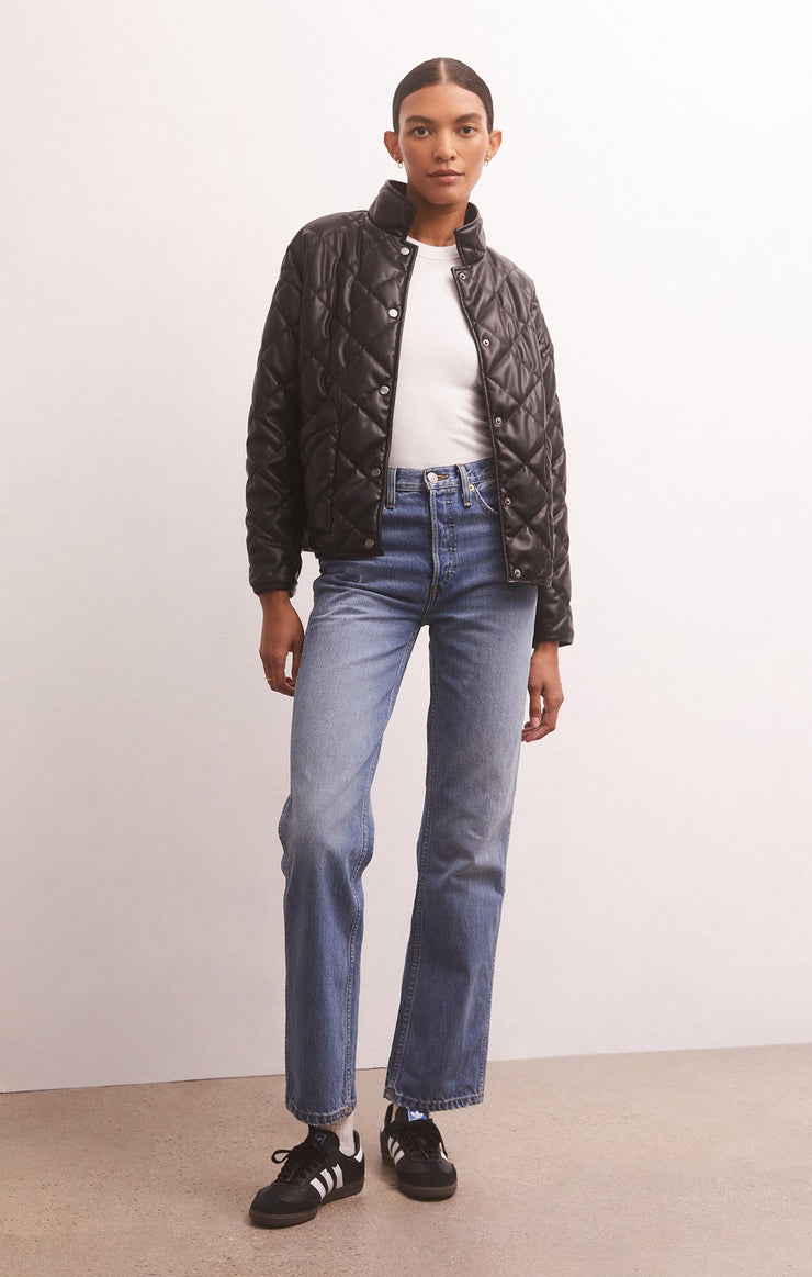 Diamond Quilted Faux Leather Jacket – Tulare Boutique