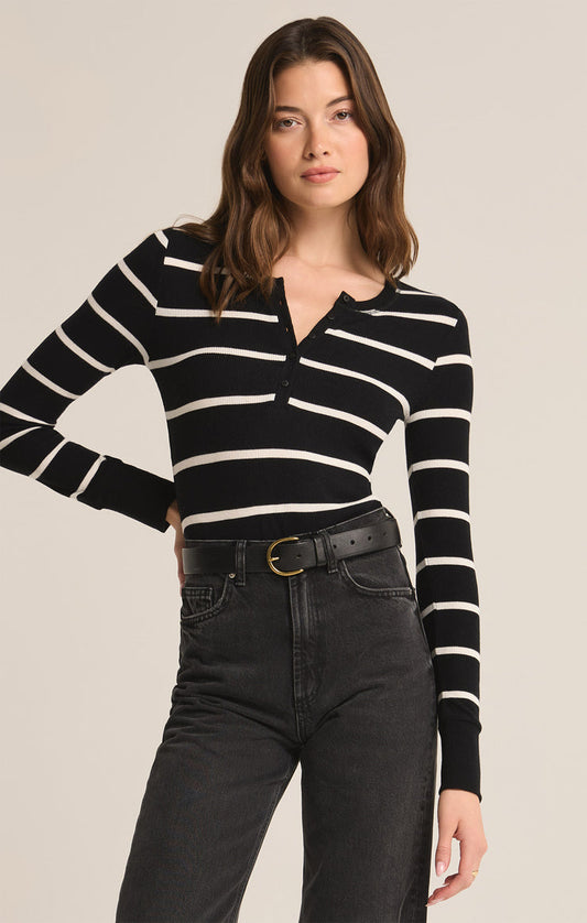 SCARLETT RIB STRIPE HENLEY