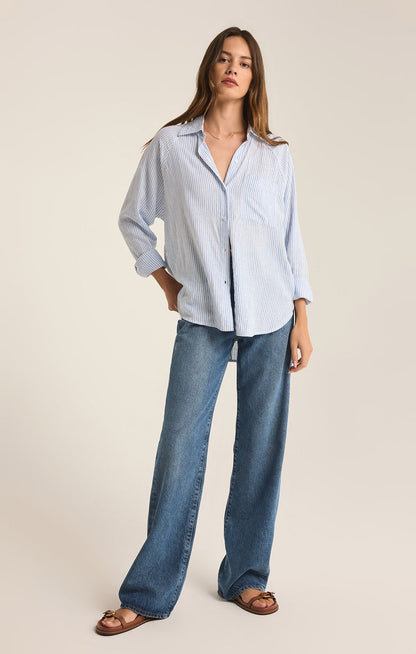 PERFECT LINEN STRIPE TOP