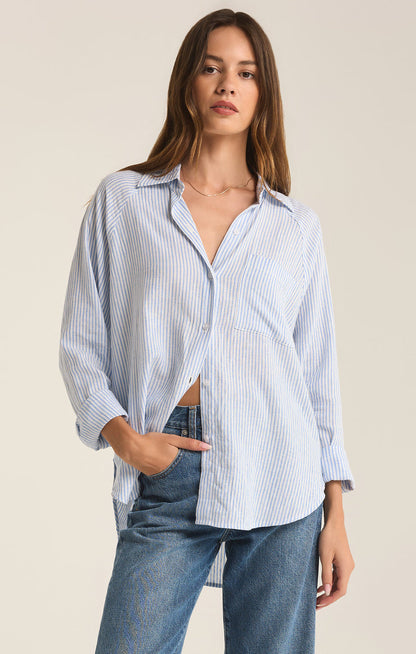 PERFECT LINEN STRIPE TOP