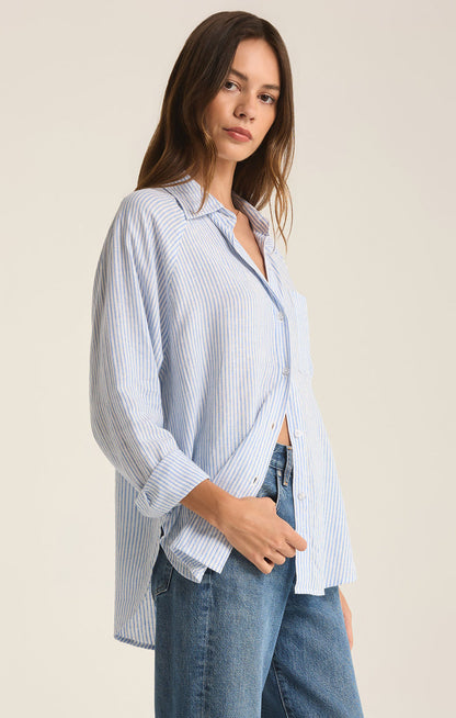 PERFECT LINEN STRIPE TOP