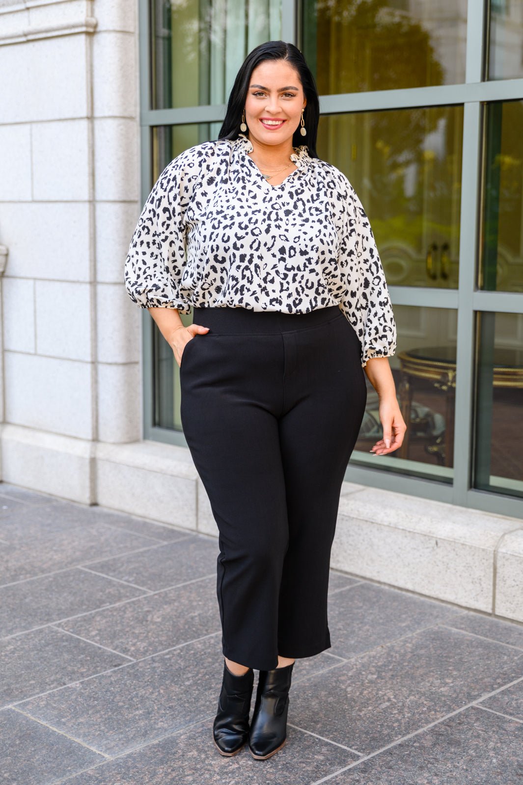 A Bit Of Fun Animal Print Blouse In White (Online Exclusive) - Uptown Boutique Ramona