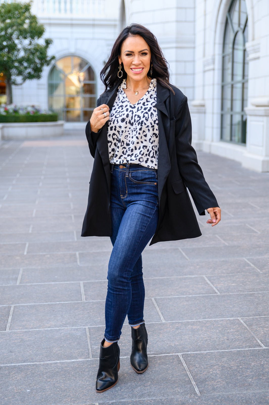 A Bit Of Fun Animal Print Blouse In White (Online Exclusive) - Uptown Boutique Ramona