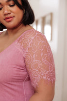 A Little Bit of Lace Top In Pink (Online Exclusive) - Uptown Boutique Ramona