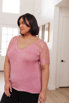 A Little Bit of Lace Top In Pink (Online Exclusive) - Uptown Boutique Ramona