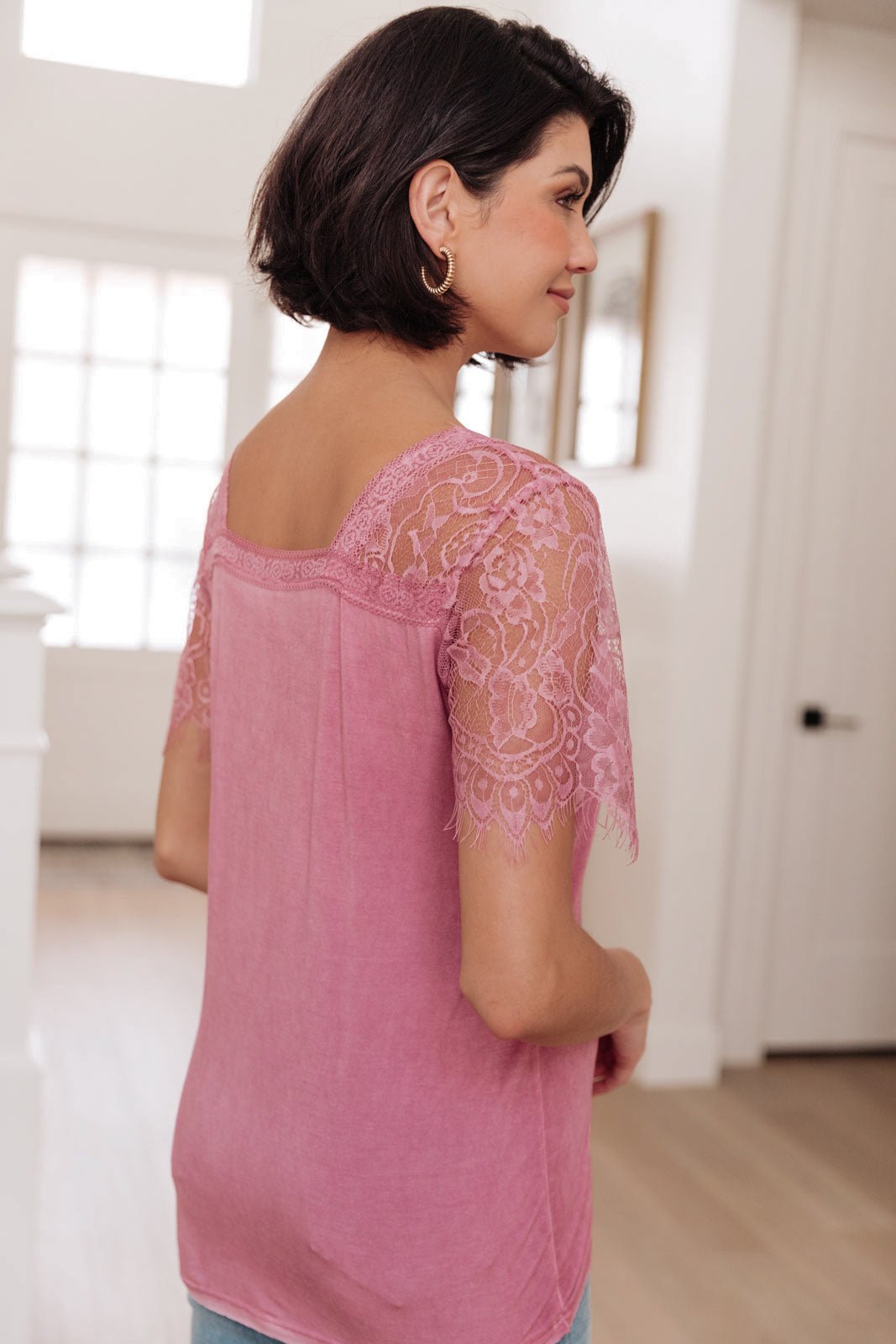 A Little Bit of Lace Top In Pink (Online Exclusive) - Uptown Boutique Ramona