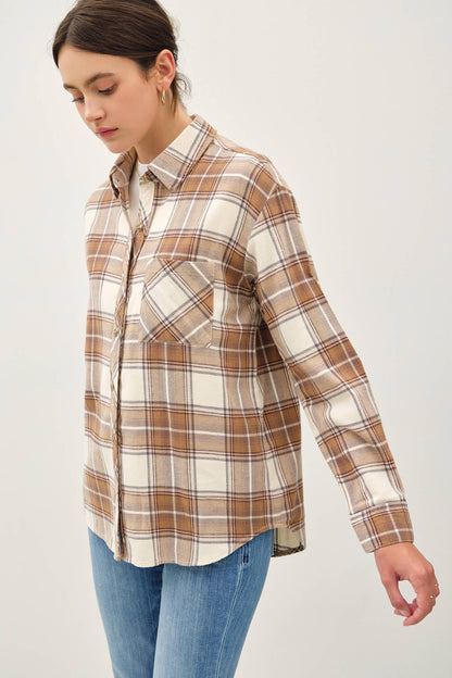 NEVER SETTLE OVERSIZED PLAID FLANNEL