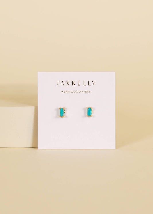 Turquoise Baguette Gold Earrings