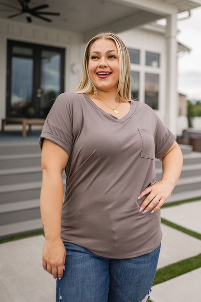 Absolute Favorite V - Neck in Dark Taupe (Online Exclusive) - Uptown Boutique Ramona