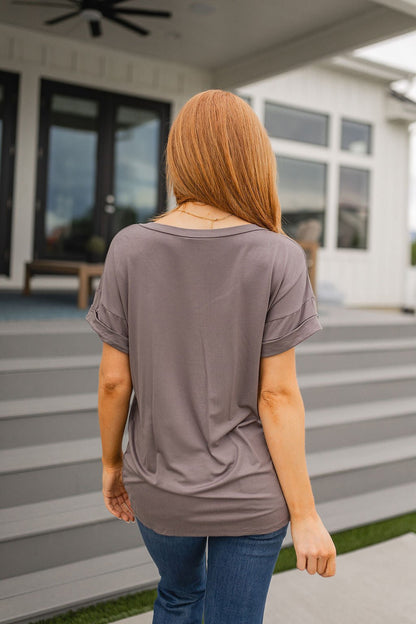 Absolute Favorite V - Neck in Dark Taupe (Online Exclusive) - Uptown Boutique Ramona