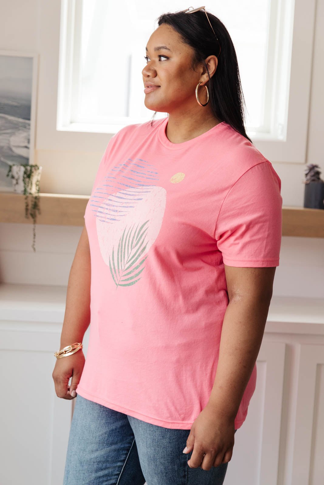 Abstract Graphic Tee in Pink (Online Exclusive) - Uptown Boutique Ramona