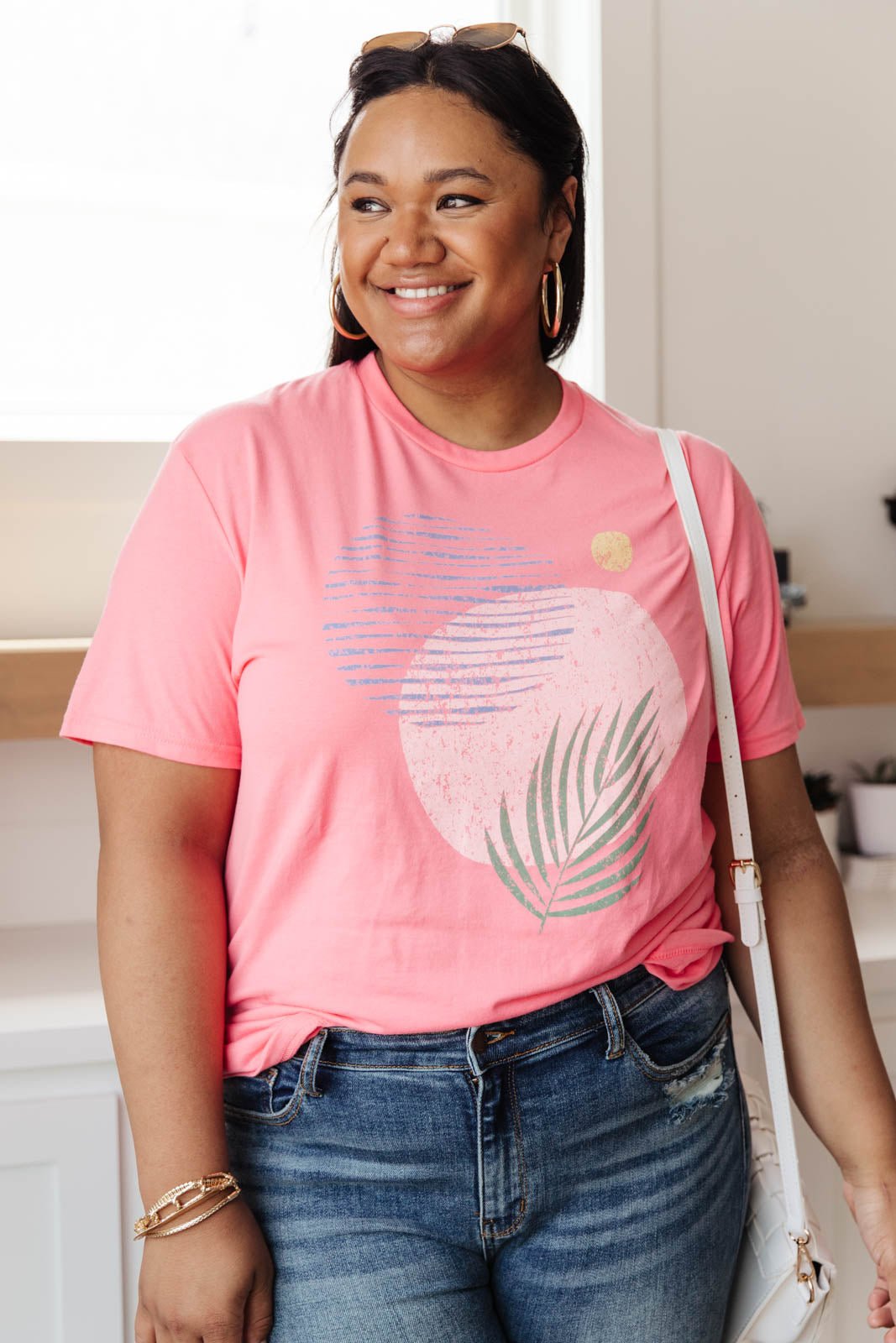 Abstract Graphic Tee in Pink (Online Exclusive) - Uptown Boutique Ramona