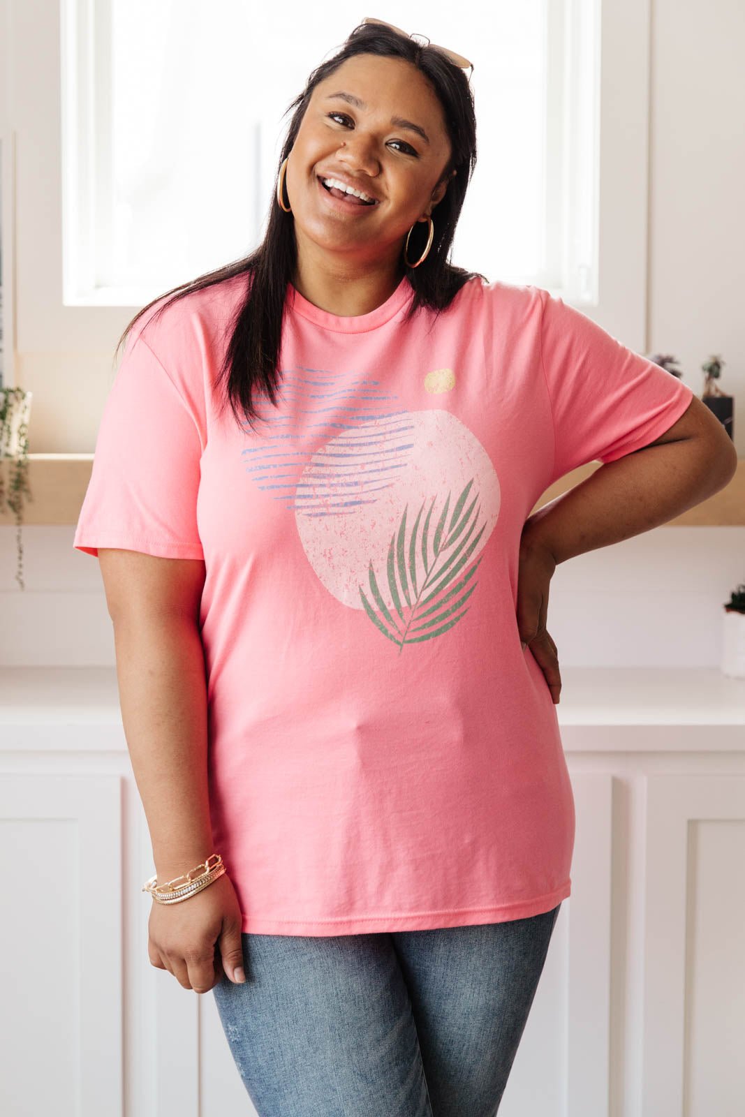 Abstract Graphic Tee in Pink (Online Exclusive) - Uptown Boutique Ramona