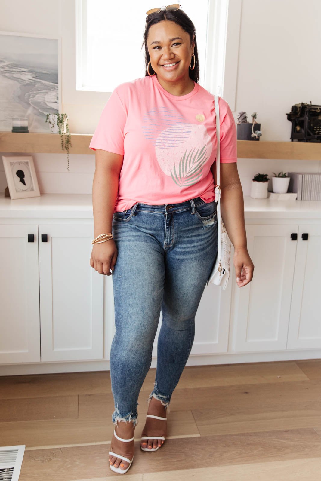 Abstract Graphic Tee in Pink (Online Exclusive) - Uptown Boutique Ramona