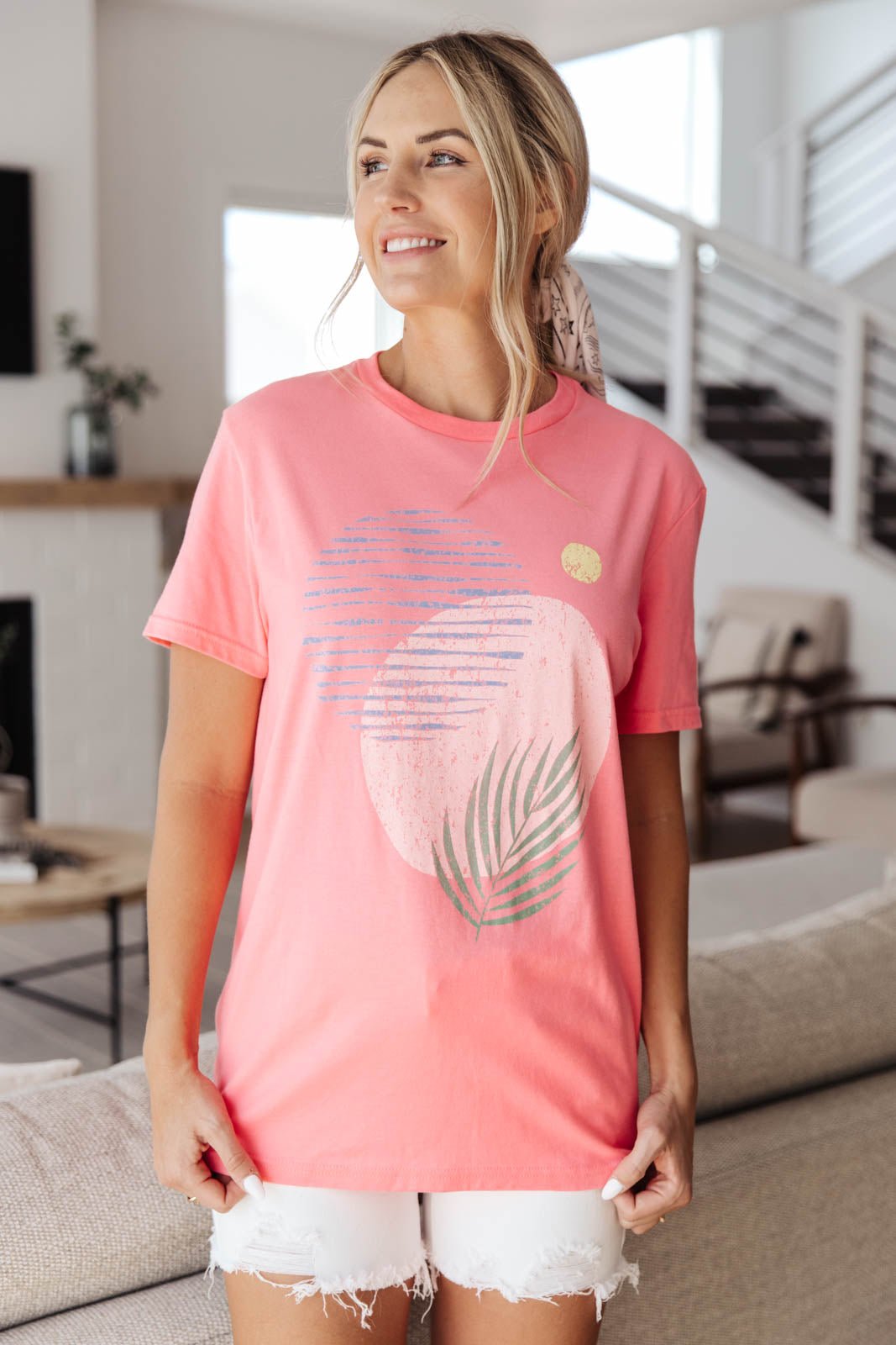 Abstract Graphic Tee in Pink (Online Exclusive) - Uptown Boutique Ramona