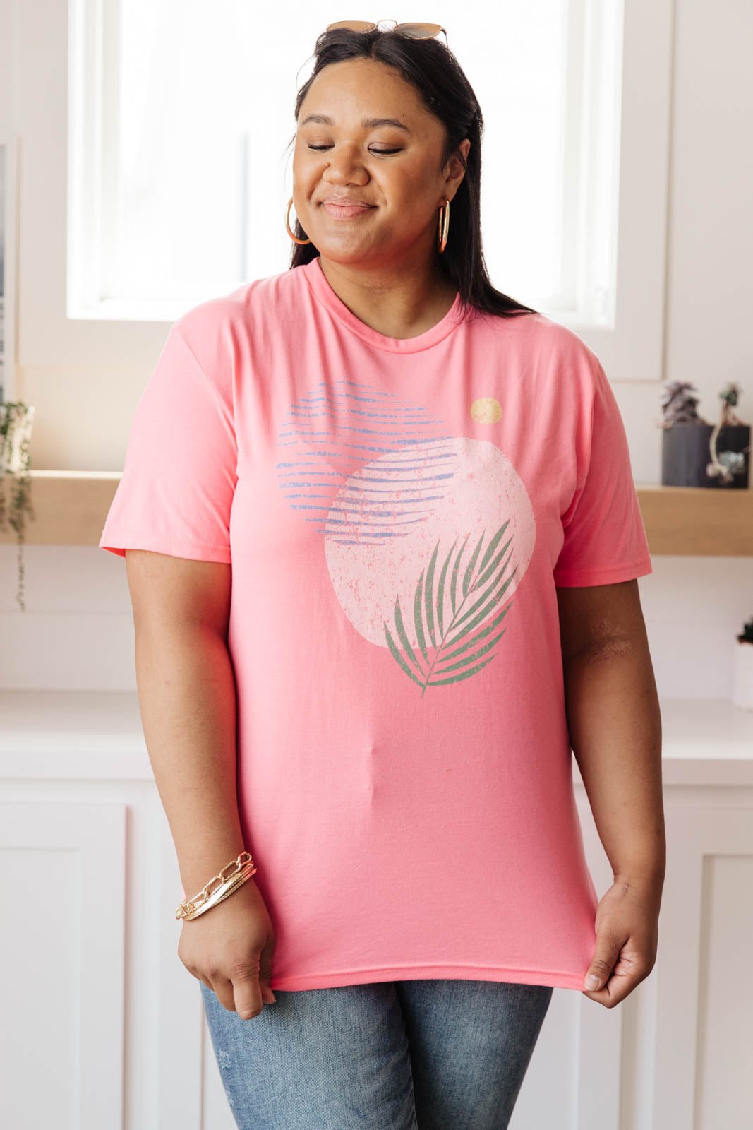 Abstract Graphic Tee in Pink (Online Exclusive) - Uptown Boutique Ramona