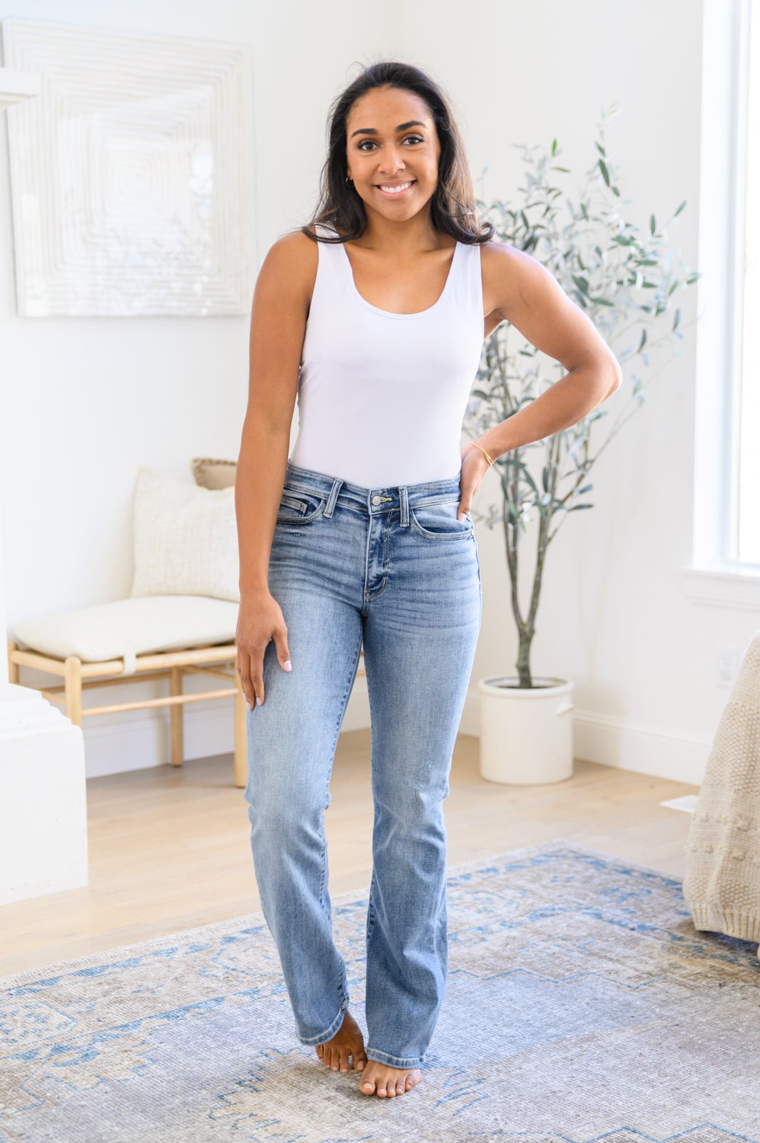 Alana Mid Rise Clean Bootcut Jeans (Online Exclusive) - Uptown Boutique Ramona