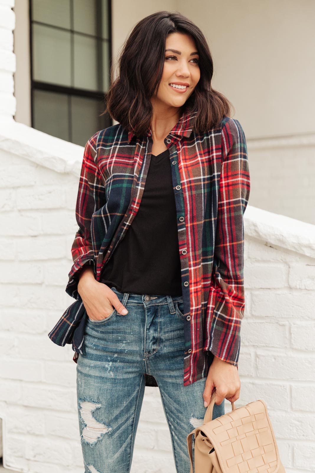 Alana Plaid Button Down Top (Online Exclusive) - Uptown Boutique Ramona